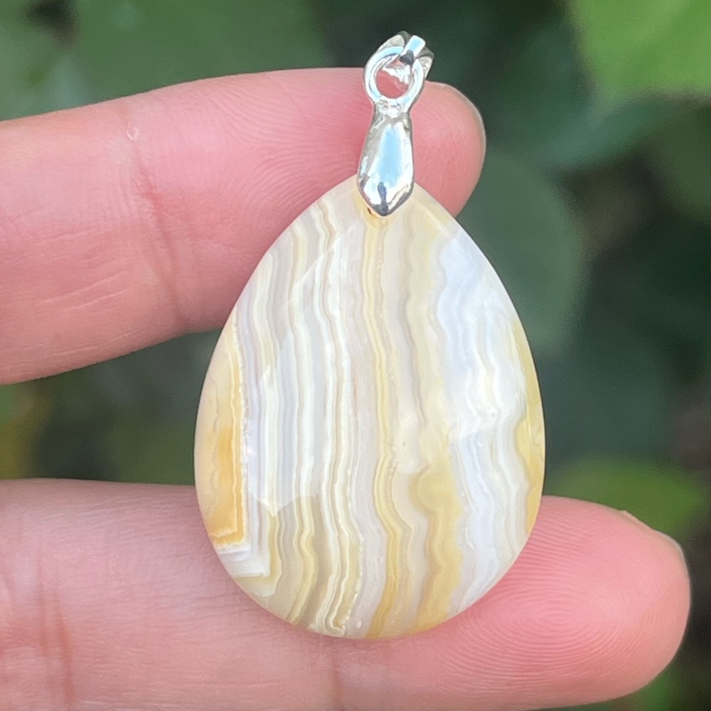 Sterling silver cute crazy‎ lace agate pendant 1429
